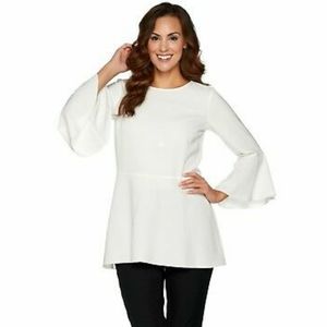 Louis Dell olio flutter sleeve blouse winter white